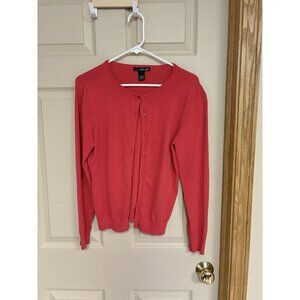 Willi Smith Button Down Cardigan Sweater Red Silk Blend Women’s Large